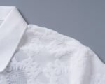Amiri White Geometric Jacquard Embossed Logo Men Casual Short Sleeve Polo Shirt - Image 8