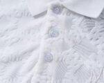 Amiri White Geometric Jacquard Embossed Logo Men Casual Short Sleeve Polo Shirt - Image 6