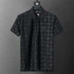 Amiri Black Geometric Jacquard Embossed Logo Men Casual Short Sleeve Polo Shirt