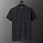Amiri Black Geometric Jacquard Embossed Logo Men Casual Short Sleeve Polo Shirt - Image 2