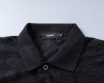 Amiri Black Geometric Jacquard Embossed Logo Men Casual Short Sleeve Polo Shirt - Image 7