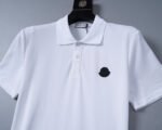Moncler White Round Patch Decor Sleeve Letter Men Casual Short Sleeve Polo Shirt - Image 9