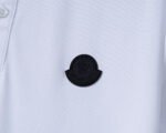 Moncler White Round Patch Decor Sleeve Letter Men Casual Short Sleeve Polo Shirt - Image 6