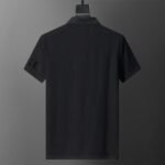 Moncler Black Round Patch Decor Sleeve Letter Men Casual Short Sleeve Polo Shirt - Image 2