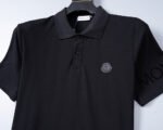 Moncler Black Round Patch Decor Sleeve Letter Men Casual Short Sleeve Polo Shirt - Image 9