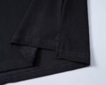 Moncler Black Round Patch Decor Sleeve Letter Men Casual Short Sleeve Polo Shirt - Image 4