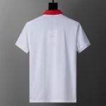 Moncler White Round Patch Decor Sleeve Letter Men Casual Short Sleeve Polo Shirt - Image 2