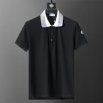 Moncler Black Color Block Collar Sleeve Badge Men Casual Short Sleeve Polo Shirt