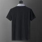 Moncler Black Color Block Collar Sleeve Badge Men Casual Short Sleeve Polo Shirt - Image 2
