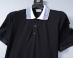 Moncler Black Color Block Collar Sleeve Badge Men Casual Short Sleeve Polo Shirt - Image 9