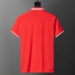 Moncler Red White Striped Collar Letter Embroidered Men Casual Short Sleeve Polo Shirt - Image 2