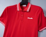 Moncler Red White Striped Collar Letter Embroidered Men Casual Short Sleeve Polo Shirt - Image 8