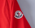 Moncler Red White Striped Collar Letter Embroidered Men Casual Short Sleeve Polo Shirt - Image 3