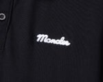 Moncler Black White Striped Collar Letter Embroidered Men Casual Short Sleeve Polo Shirt - Image 8