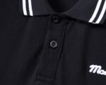 Moncler Black White Striped Collar Letter Embroidered Men Casual Short Sleeve Polo Shirt - Image 7