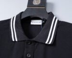 Moncler Black White Striped Collar Letter Embroidered Men Casual Short Sleeve Polo Shirt - Image 6