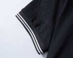 Moncler Black White Striped Collar Letter Embroidered Men Casual Short Sleeve Polo Shirt - Image 5