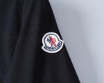 Moncler Black White Striped Collar Letter Embroidered Men Casual Short Sleeve Polo Shirt - Image 4