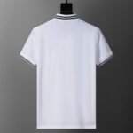 Moncler Black Striped Collar Letter Embroidered Men Short Sleeve Polo Shirt In White - Image 2