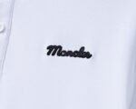 Moncler Black Striped Collar Letter Embroidered Men Short Sleeve Polo Shirt In White - Image 8