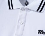 Moncler Black Striped Collar Letter Embroidered Men Short Sleeve Polo Shirt In White - Image 7