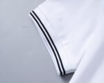 Moncler Black Striped Collar Letter Embroidered Men Short Sleeve Polo Shirt In White - Image 6