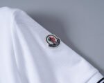 Moncler Black Striped Collar Letter Embroidered Men Short Sleeve Polo Shirt In White - Image 5