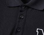 Moncler Black Minimal Big M Letter Patch Casual Men Short Sleeve Polo Shirt - Image 7