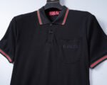 Gucci Black Green Red Striped Pocket Letter Men Casual Short Sleeve Polo Shirt - Image 9