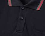 Gucci Black Green Red Striped Pocket Letter Men Casual Short Sleeve Polo Shirt - Image 6