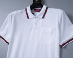Gucci White Green Red Striped Pocket Letter Men Casual Short Sleeve Polo Shirt - Image 9
