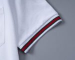 Gucci White Green Red Striped Pocket Letter Men Casual Short Sleeve Polo Shirt - Image 7