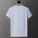 Gucci Gray Green Red Striped Pocket Letter Men Casual Short Sleeve Polo Shirt - Image 2
