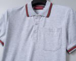 Gucci Gray Green Red Striped Pocket Letter Men Casual Short Sleeve Polo Shirt - Image 9