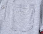 Gucci Gray Green Red Striped Pocket Letter Men Casual Short Sleeve Polo Shirt - Image 8