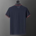Gucci Navy Green Red Striped Pocket Letter Men Casual Short Sleeve Polo Shirt - Image 2