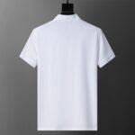 Moncler White Zipper Placket Pocket Badge Men Casual Short Sleeve Polo Shirt - Image 2