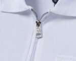 Moncler White Zipper Placket Pocket Badge Men Casual Short Sleeve Polo Shirt - Image 5