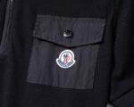 Moncler Black Zipper Placket Pocket Badge Men Casual Short Sleeve Polo Shirt - Image 8