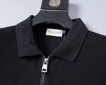 Moncler Black Zipper Placket Pocket Badge Men Casual Short Sleeve Polo Shirt - Image 7