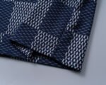 Louis Vuitton Navy Checkerboard Jacquard Rhinestone Letter Men Casual Short Sleeve T-Shirt - Image 6