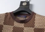 Louis Vuitton Brown Checkerboard Jacquard Rhinestone Letter Men Casual Short Sleeve T-Shirt - Image 8
