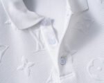Louis Vuitton White Full Floral Embossed Jacquard Men Casual Short Sleeve Polo Shirt - Image 5