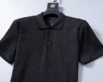 Louis Vuitton Black Full Floral Embossed Jacquard Men Casual Short Sleeve Polo Shirt - Image 9