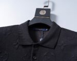 Louis Vuitton Black Full Floral Embossed Jacquard Men Casual Short Sleeve Polo Shirt - Image 8