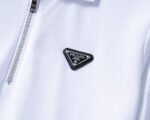 Prada White Half Zip Neck Triangle Badge Men Casual Short Sleeve Polo Shirt - Image 8
