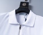 Prada White Half Zip Neck Triangle Badge Men Casual Short Sleeve Polo Shirt - Image 6