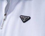 Prada White Half Zip Neck Triangle Badge Men Casual Short Sleeve Polo Shirt - Image 4