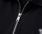 Prada Black Half Zip Neck Triangle Badge Men Casual Short Sleeve Polo Shirt - Image 5