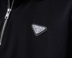Prada Black Half Zip Neck Triangle Badge Men Casual Short Sleeve Polo Shirt - Image 4
